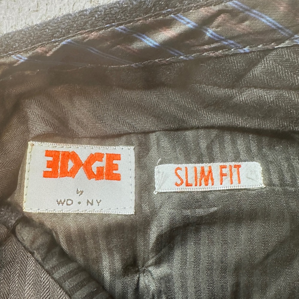 Edge by WD-NY Dress Pants Mens 29x32 Slim Fit Charcoal Herringbone Wool NEW - Picture 4 of 11